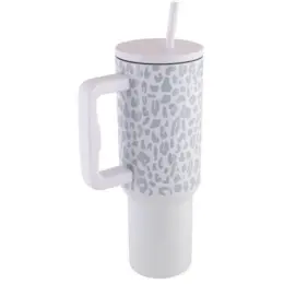 Leopard Print Travel Mug White